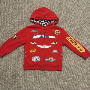 Disney Pixar Cars lightning McQueen zip up sweatshirt size 5/6 red